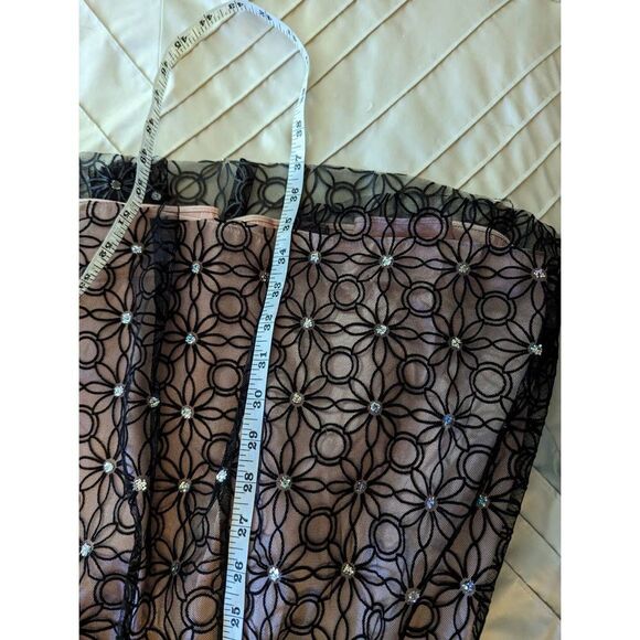 Adrianna Papell strapless a line cocktail dress black mesh design overlay  sz 12 - Picture 4 of 6